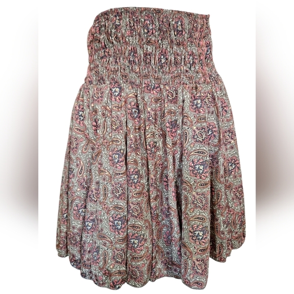 PAANI Smocked Paisley Print Skirt/tube Top. Pink/sage Multi. Size Small NWOT - Picture 2 of 15